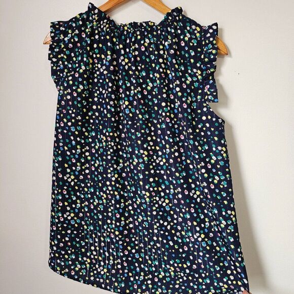 EUC LIKE NEW BETSEY'S BOUTIQUE SHOP SPECKLED MOCK NECK RUFFLE EDGES TANK TOP SM - Picture 4 of 15